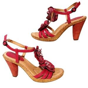 Born Crown Strappy Sandals Floral Embellished High Heels Pink Womens US 9